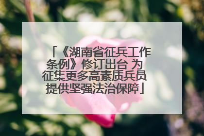 《湖南省征兵工作条例》修订出台 为征集更多高素质兵员提供坚强法治保障