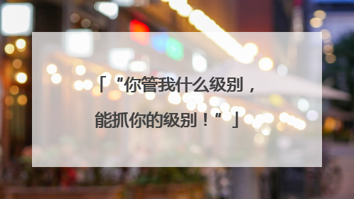 “你管我什么级别，能抓你的级别！”