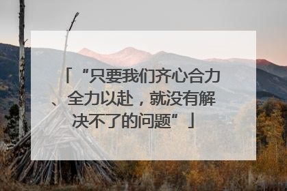 “只要我们齐心合力、全力以赴，就没有解决不了的问题”