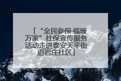 “全民参保·福暖万家”社保宣传服务活动走进泰安天平街道岩庄社区