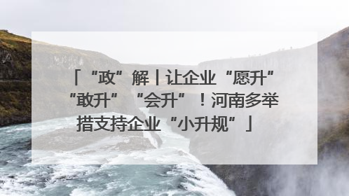 “政”解丨让企业“愿升”“敢升”“会升”！河南多举措支持企业“小升规”