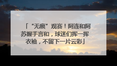 “无痕”观赛！阿连和阿苏握手言和，球迷们挥一挥衣袖，不留下一片云彩