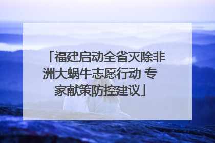 福建启动全省灭除非洲大蜗牛志愿行动 专家献策防控建议