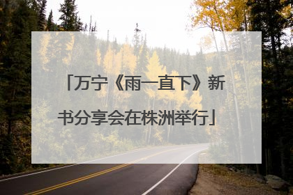 万宁《雨一直下》新书分享会在株洲举行