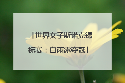 世界女子斯诺克锦标赛：白雨露夺冠