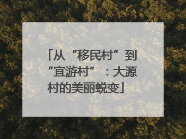 从“移民村”到“宜游村”：大源村的美丽蜕变