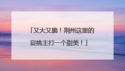 又大又脆！荆州这里的夏桃主打一个甜美！