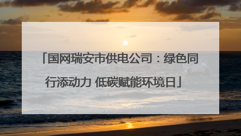 国网瑞安市供电公司：绿色同行添动力 低碳赋能环境日