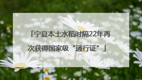 宁夏本土水稻时隔22年再次获得国家级“通行证”
