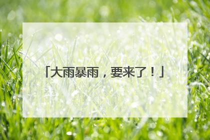 大雨暴雨，要来了！