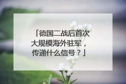 德国二战后首次大规模海外驻军，传递什么信号？