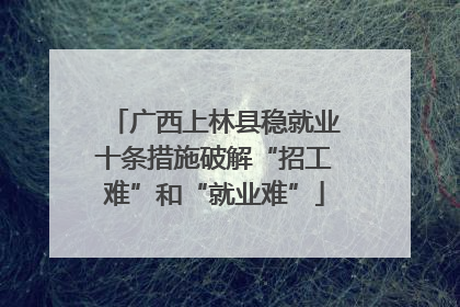 广西上林县稳就业十条措施破解“招工难”和“就业难”