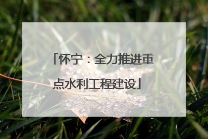 怀宁：全力推进重点水利工程建设