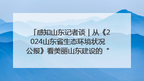 感知山东记者谈｜从《2024山东省生态环境状况公报》看美丽山东建设的“成绩单”与“任务书”