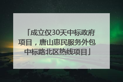 成立仅30天中标政府项目，唐山惠民服务外包中标路北区热线项目