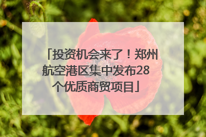 投资机会来了！郑州航空港区集中发布28个优质商贸项目