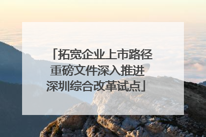 拓宽企业上市路径 重磅文件深入推进深圳综合改革试点