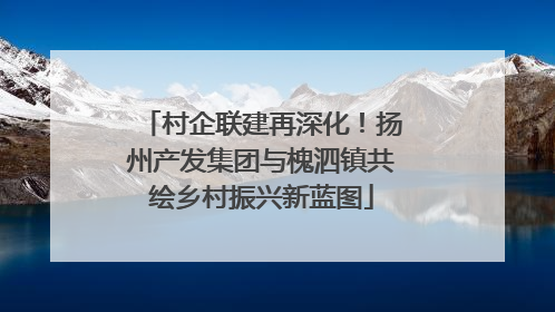 村企联建再深化！扬州产发集团与槐泗镇共绘乡村振兴新蓝图