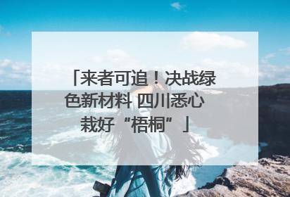 来者可追！决战绿色新材料 四川悉心栽好“梧桐”