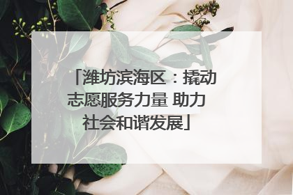潍坊滨海区：撬动志愿服务力量 助力社会和谐发展