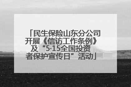 民生保险山东分公司开展《信访工作条例》及“5·15全国投资者保护宣传日”活动