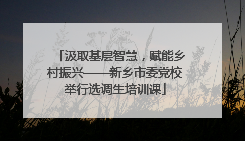 汲取基层智慧，赋能乡村振兴——新乡市委党校举行选调生培训课