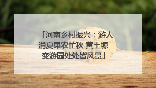 河南乡村振兴：游人消夏果农忙秋 黄土塬变游园处处皆风景
