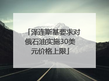 泽连斯基要求对俄石油实施30美元价格上限