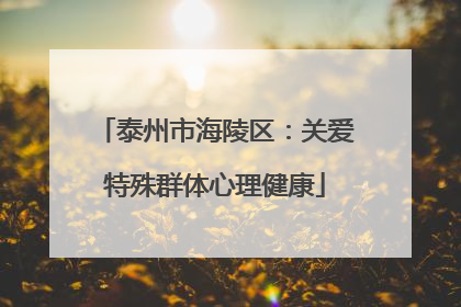 泰州市海陵区：关爱特殊群体心理健康