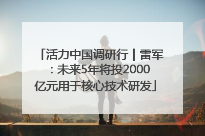 活力中国调研行｜雷军：未来5年将投2000亿元用于核心技术研发