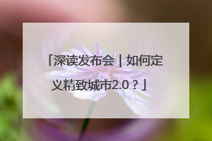 深读发布会｜如何定义精致城市2.0？
