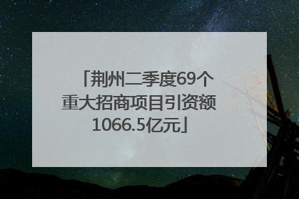 荆州二季度69个重大招商项目引资额1066.5亿元