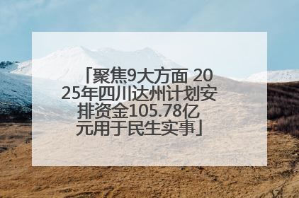 聚焦9大方面 2025年四川达州计划安排资金105.78亿元用于民生实事