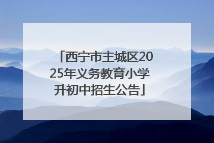 西宁市主城区2025年义务教育小学升初中招生公告