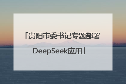 贵阳市委书记专题部署DeepSeek应用