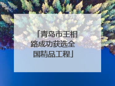 青岛市王相路成功获选全国精品工程