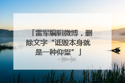 雷军编辑微博，删除文字“诋毁本身就是一种仰望”