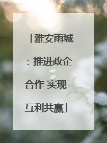 雅安雨城：推进政企合作 实现互利共赢