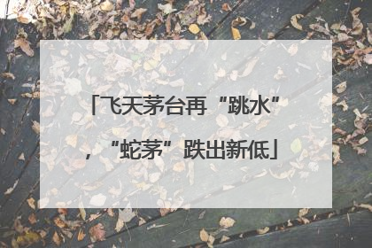 飞天茅台再“跳水”，“蛇茅”跌出新低